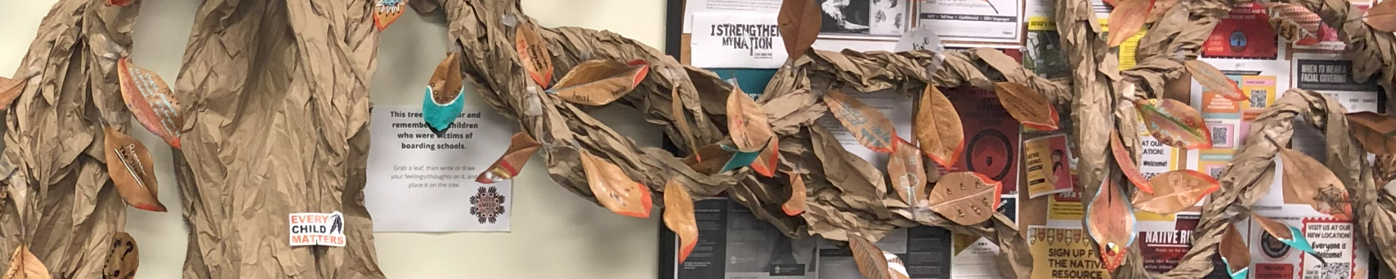 Art in the Native Resource Center - paper magnolia tree